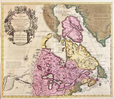 Karte von Kanada und Grönland (Radierung) von Guillaume Delisle