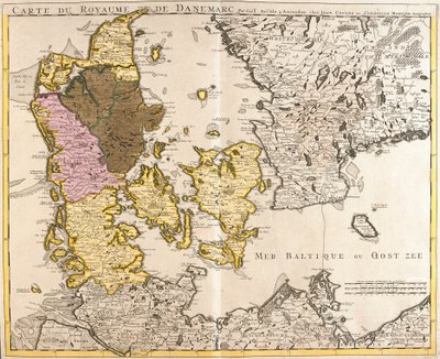 Karte des Königreichs Dänemark (Radierung) von Guillaume Delisle