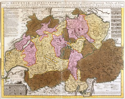 Karte der Schweizerischen Eidgenossenschaft (Radierung) von Guillaume Delisle