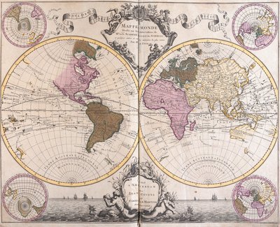 Karte der beiden Hemisphären von Guillaume Delisle