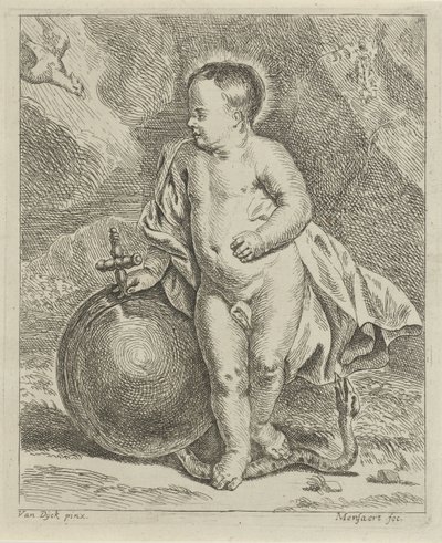 Christuskind mit Weltkugel und Schlange von Guillaume Pierre Mensaert