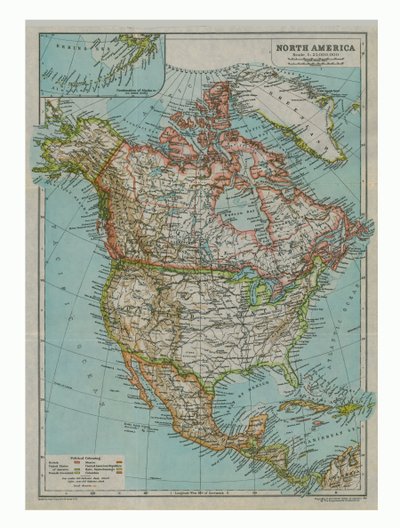 Karte von Nordamerika, ca. 1910 von Gull Engraving Company