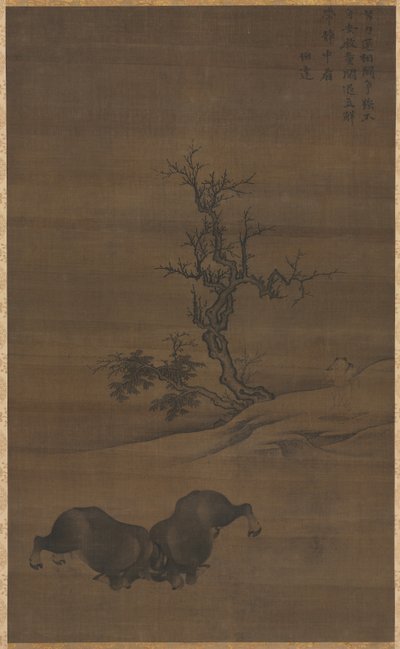 Hirtenjungen und Büffel in der Landschaft, 1200er Jahre von Guo Min