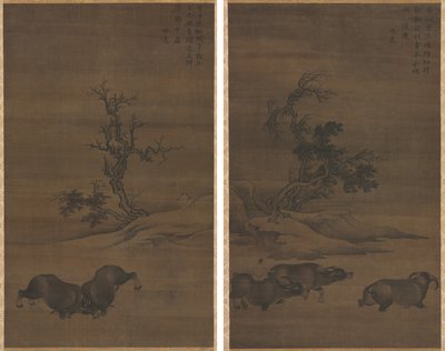 Hirtenjungen und Büffel in Landschaften von Guo Min