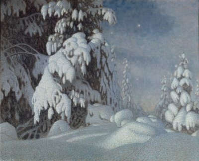 Wintermondlicht, 1895 von Gustaf Fjaestad