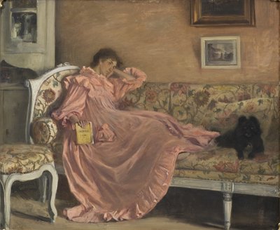 Carola sitzt auf dem Sofa von Gustaf Olaf Cederstrom