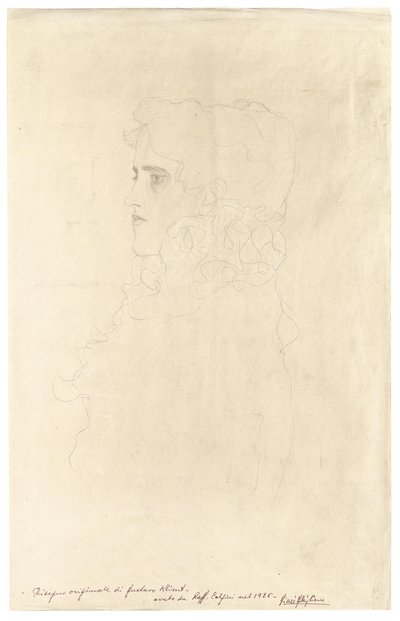 Bildnis einer Frau im Profil mit Rüschenkragen von Gustav Klimt