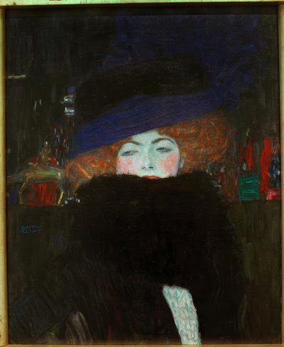 Dame mit Hut und Federboa von Gustav Klimt