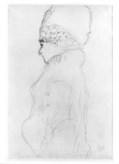 Dame mit hohem Hut, ca. 1917 von Gustav Klimt