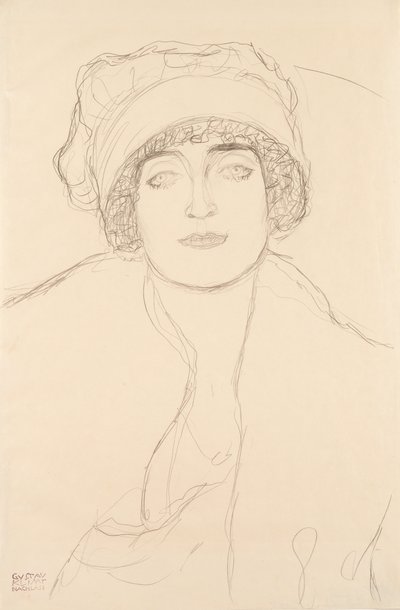 Porträt mit Hut, 1917-118 von Gustav Klimt