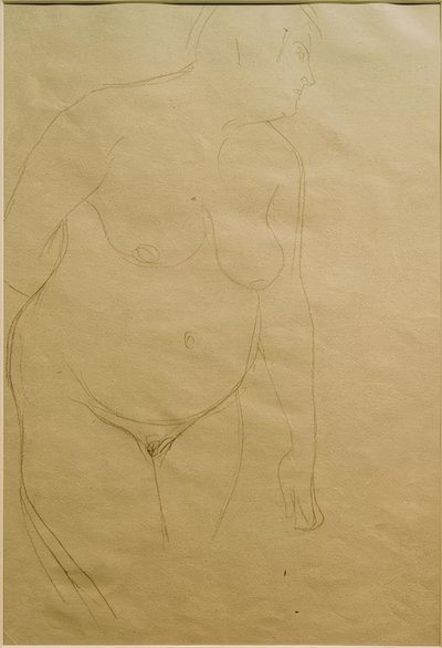 Stehender dicker Frauenakt etwas nach rechts (Studie) von Gustav Klimt