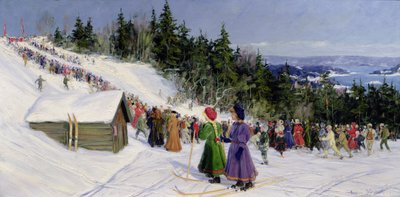 Skirennen in Fjelkenbakken von Gustav Wentzel