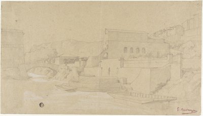 Italienische Stadt an einem Fluss von Gustave Clarence Rodolphe Boulanger