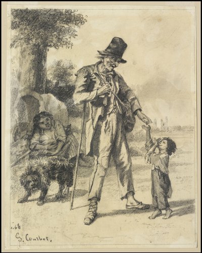 Almosen von einem Bettler in Ornans, 1868 von Gustave Courbet