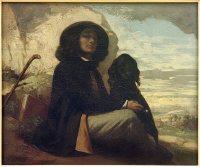 Courbet mit schwarzem Hund von Gustave Courbet