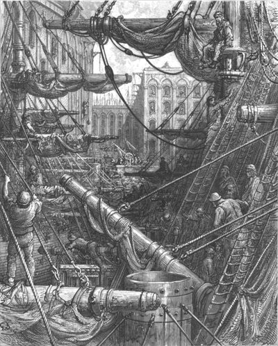 Im Inneren der Docks, 1872 von Gustave Dore