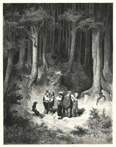 Le Petit Poucet; Däumling (Gravur) von Gustave Dore