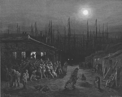 Die Docks - Nachtszene, 1872 von Gustave Dore