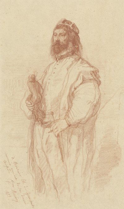 Stehender Mann mit Figur von Gustave François Morin