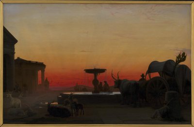 Ein Platz in Ariccia, Italien. Nach Sonnenuntergang von H.J. Hammer
