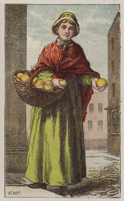 Orangenmädchen (farbige Lithografie) von H.W. (after) Petherick