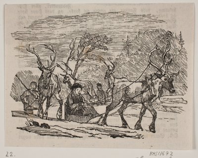 Schlittenfahrt mit Rentieren von H. C. Henneberg