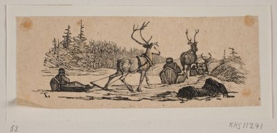 Schlittenfahrt mit Rentieren von H. C. Henneberg