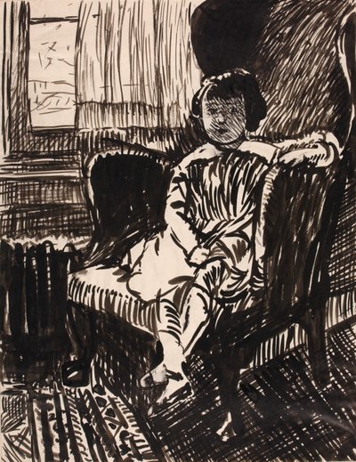Ohne Titel (Mädchen auf Stuhl) von H. Lyman Sayen