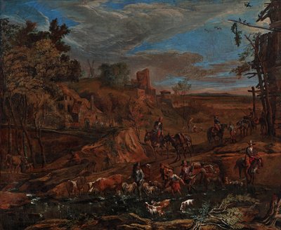 Herbstlandschaft mit Furt und Viehtrieb von Hans (Johann Baptist) Graf