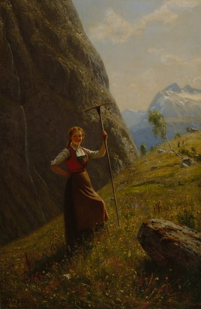 Melkerin mit Rechen von Hans Andreas Dahl
