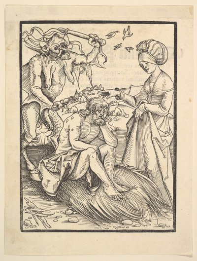 Hiob wird von einem Dämon versucht von Hans Baldung
