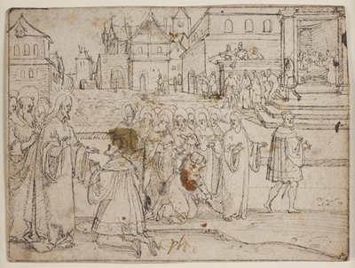 Christus und Jairus; die blutflüssige Frau von Hans Brosamer