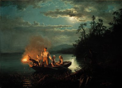 Nachtspeerenfischen am Krøderen-See von Hans Gude