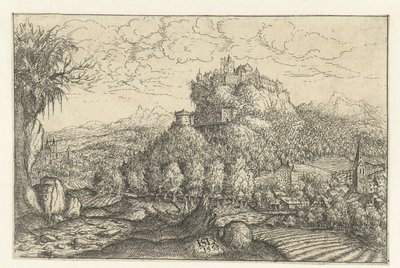 Landschaft mit Schloss auf einem Berg von Hans Lautensack