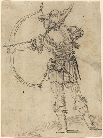 Bogenschütze, der seinen Bogen spannt von Hans Leonard Schaufelein