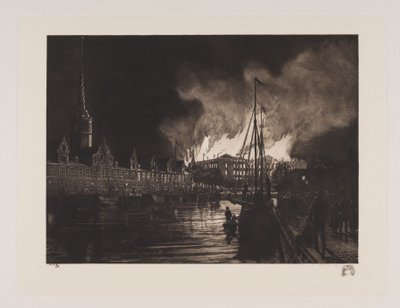 Christiansborg-Palast in Flammen von Hans Nikolaj Hansen