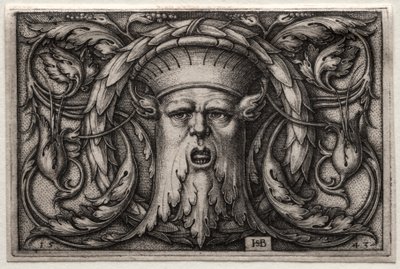 Ornament eines Satyrkopfes und Kranzes von Hans Sebald Beham