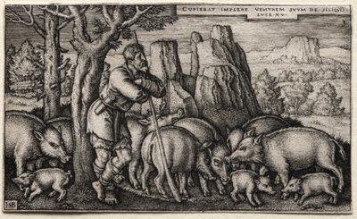 Der verlorene Sohn: Schweine hüten von Hans Sebald Beham