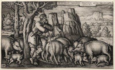 Der verlorene Sohn: Schweine hüten von Hans Sebald Beham