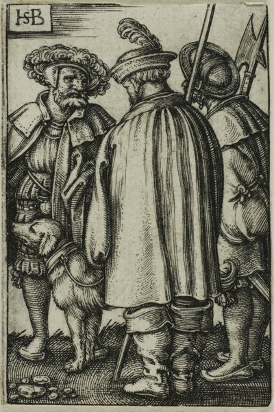 Drei Soldaten und ein Hund von Hans Sebald Beham