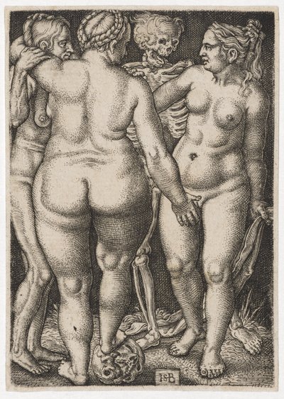 Drei Frauen und Tod, ca. 1546-50 von Hans Sebald Beham