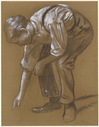 Ein Mann, der sich bückt von Hans Thoma