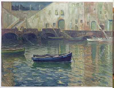 Hafen im Mondlicht, ca. 1900 von Hans Volcker
