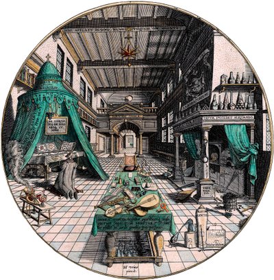 Labor des Alchemisten, 1595 von Hans Vredeman de Vries