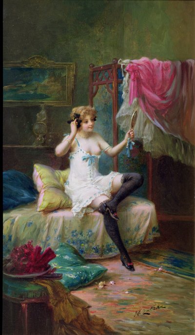 Herrin in ihrem Boudoir von Hans Zatzka