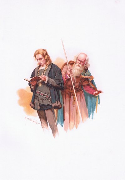 Hamlet und Polonius, Illustration aus Hamlet von Harold Copping