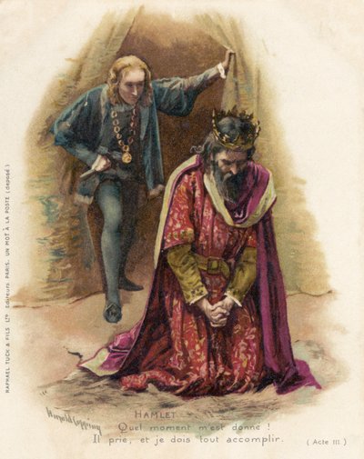 Hamlet konfrontiert den schuldigen Claudius von Harold Copping