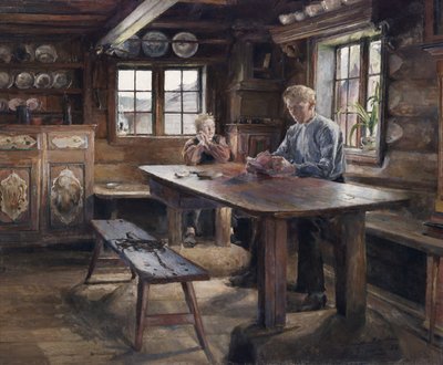 Innenraum, Hausaufgaben von Harriet Backer