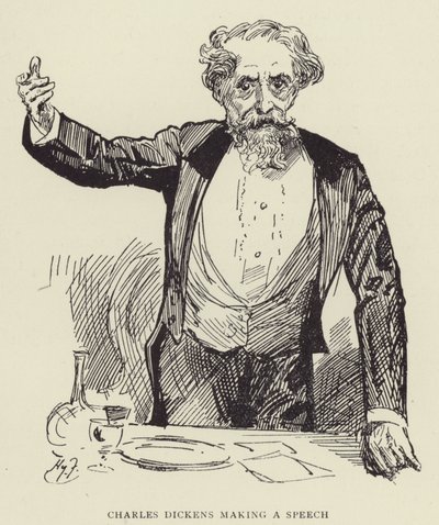 Charles Dickens hält eine Rede von Harry Furniss