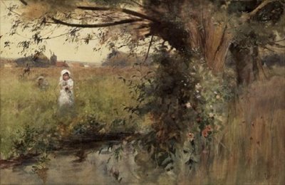 Blumen am Bach sammeln von Hector Caffieri